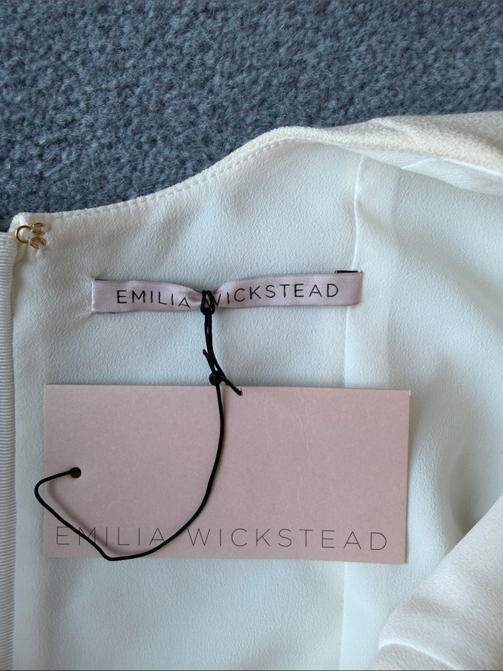 Emilia Wickstead Cream High-Neck Draped Sleeve Blouse - Picture 2 of 11